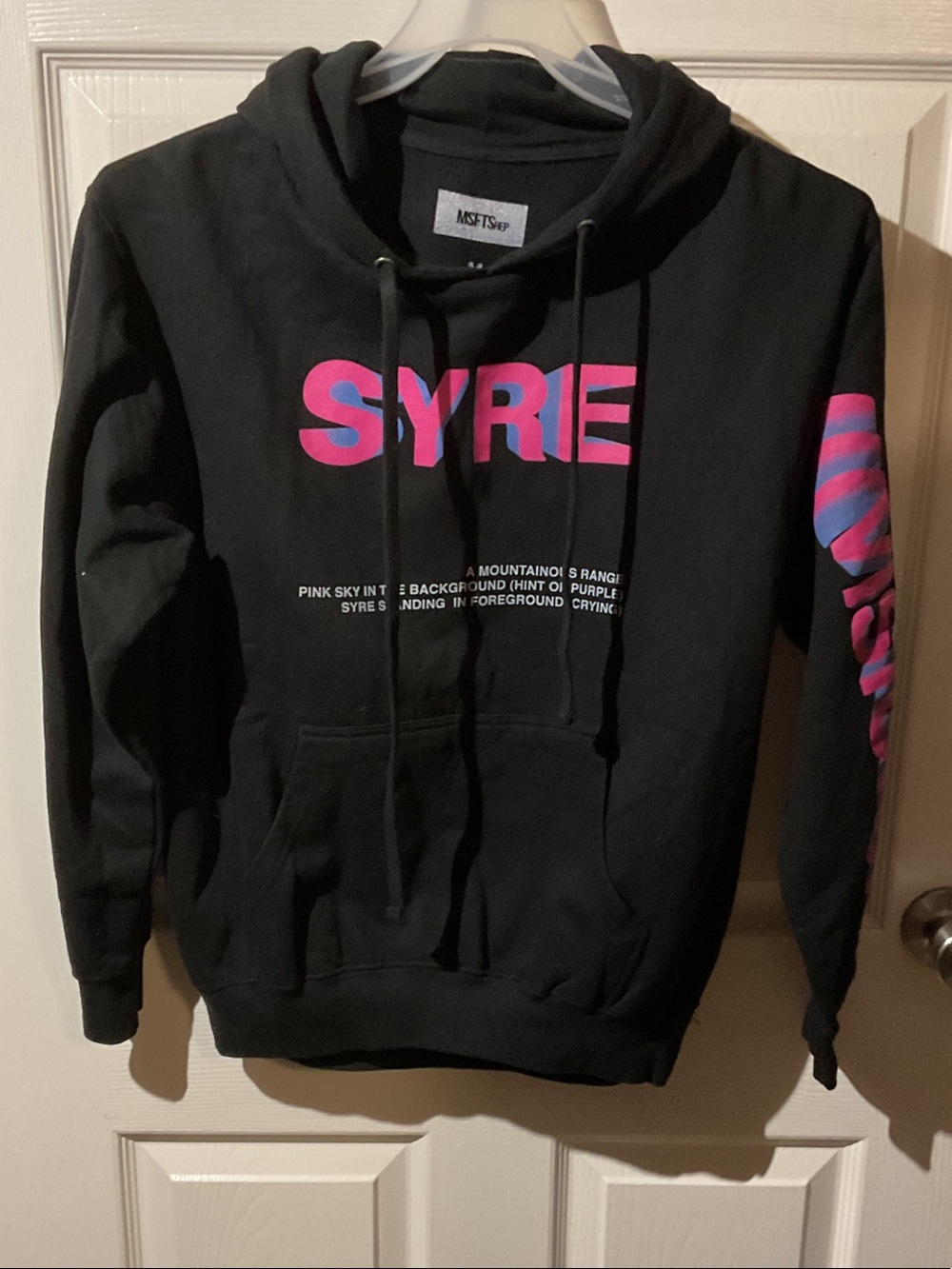 Jaden Smith Black SYRE Graphic Hoodie Sweatshirt with Arm & Backhits